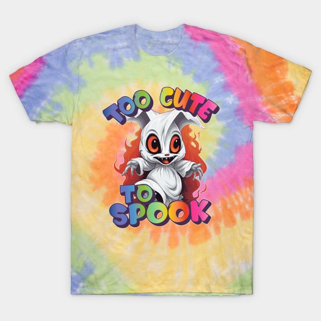 Too Cute To Spook Rainbowcore Rabbit Ghost T-Shirt by RuftupDesigns